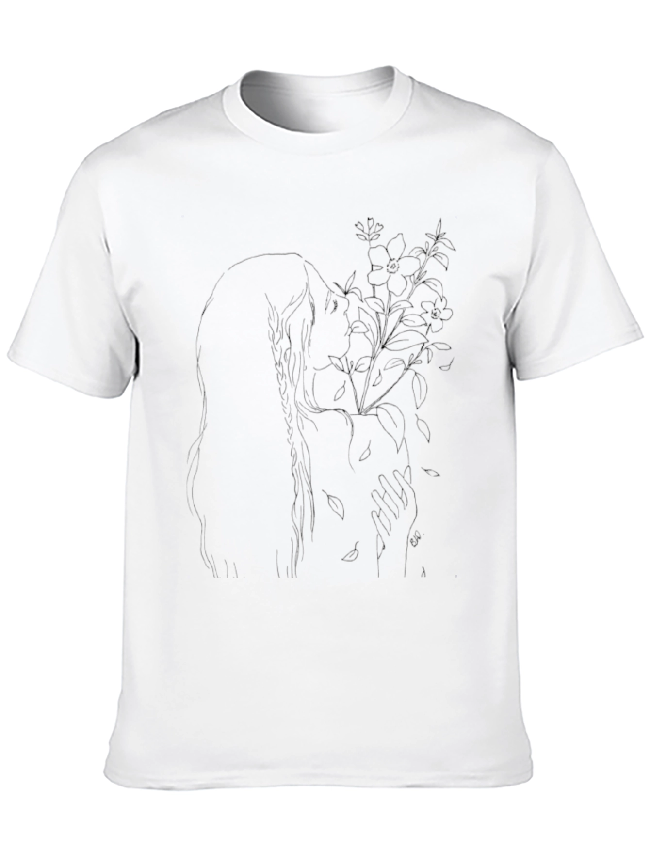 Artistic Floral Silhouette Black T-Shirt