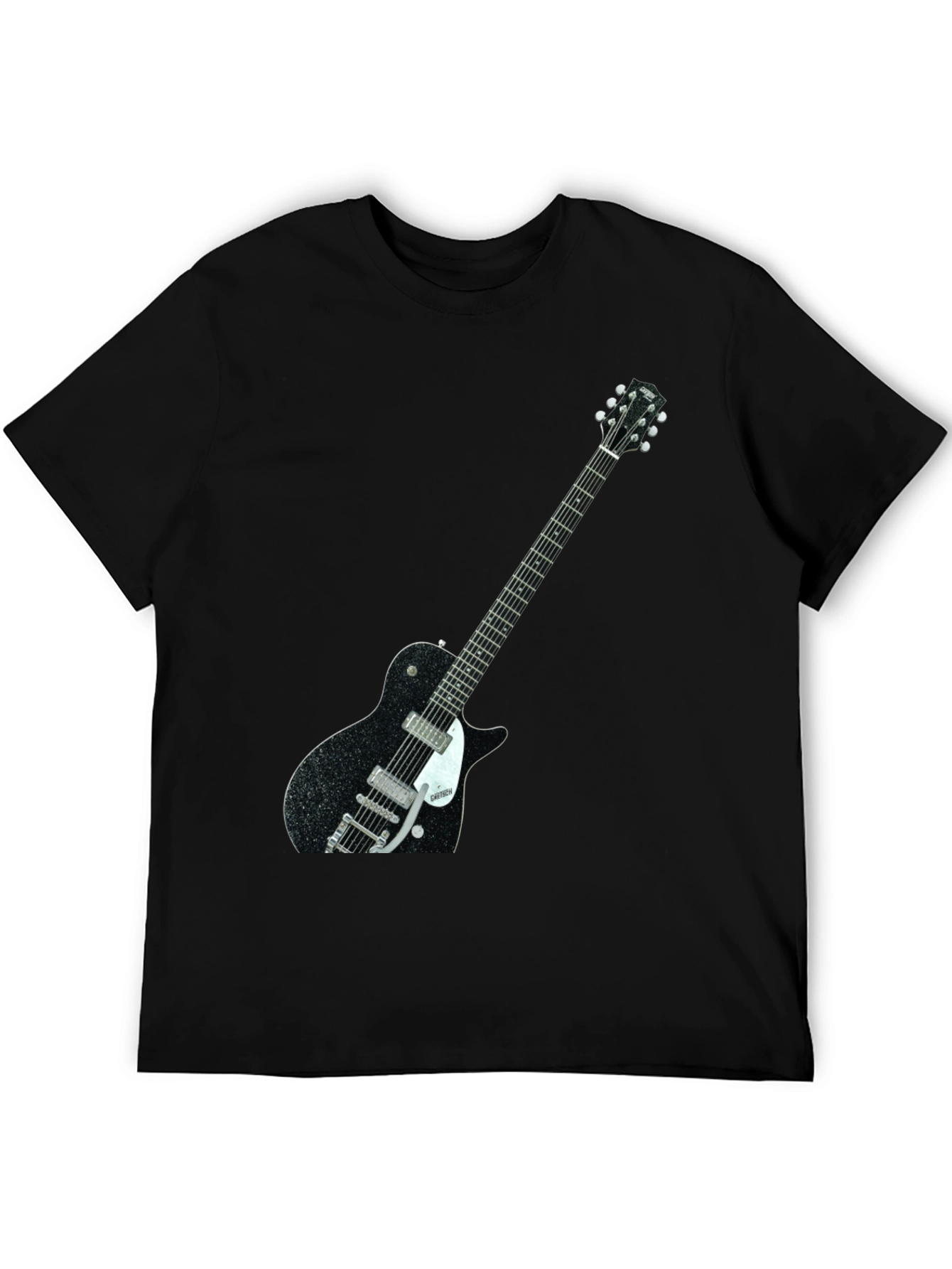 Black T-Shirt with Guitar Graphic