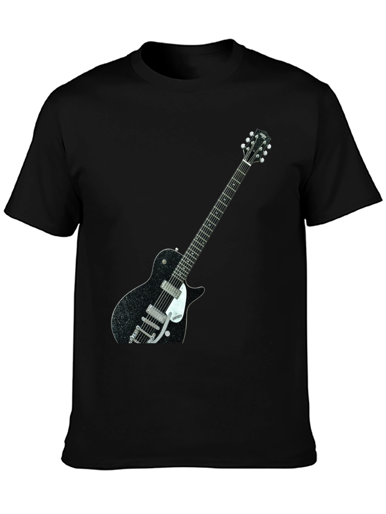 Black T-Shirt with Guitar Graphic