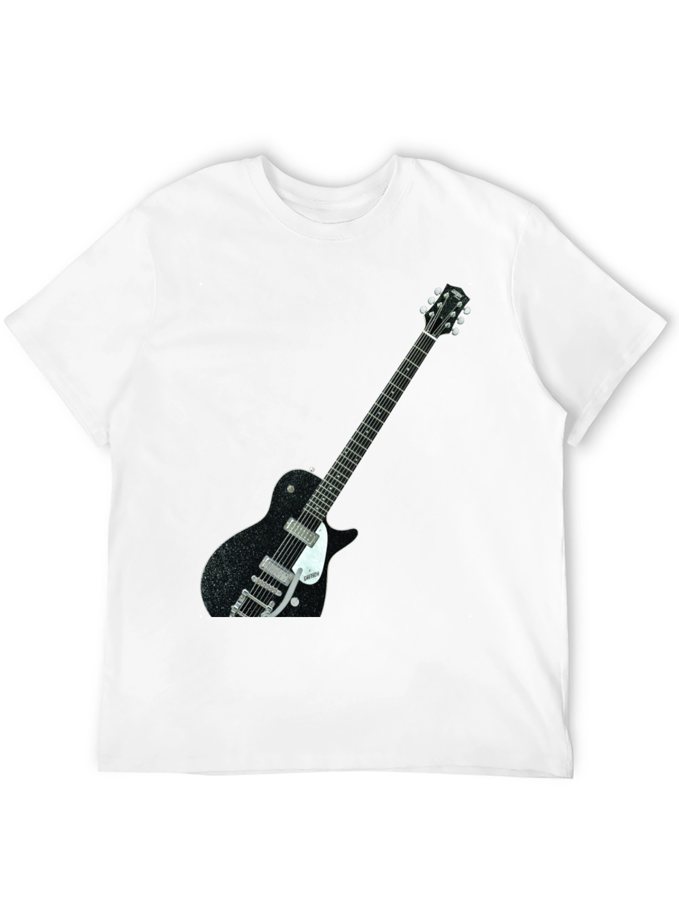 Black T-Shirt with Guitar Graphic