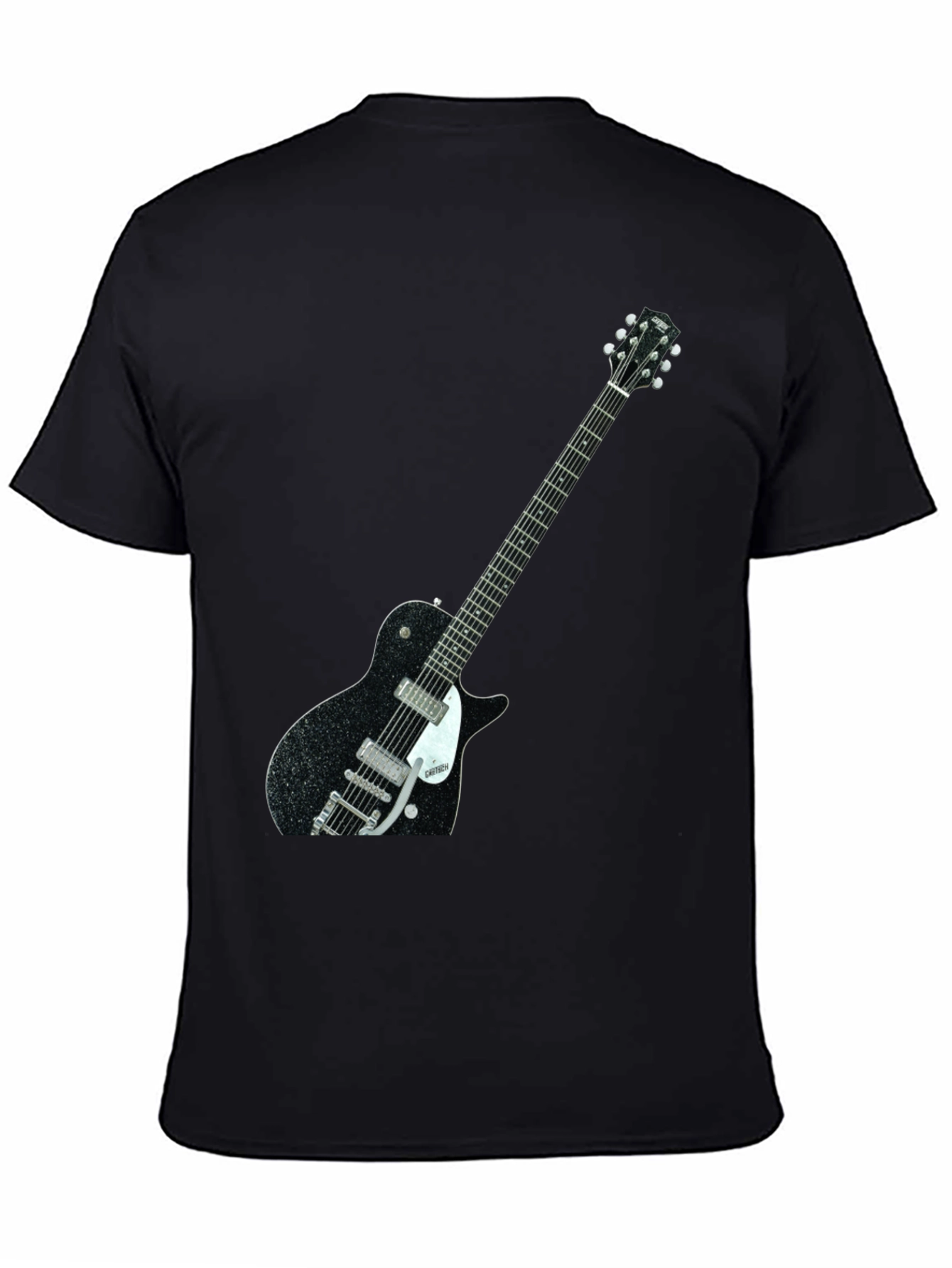 Black T-Shirt with Guitar Graphic