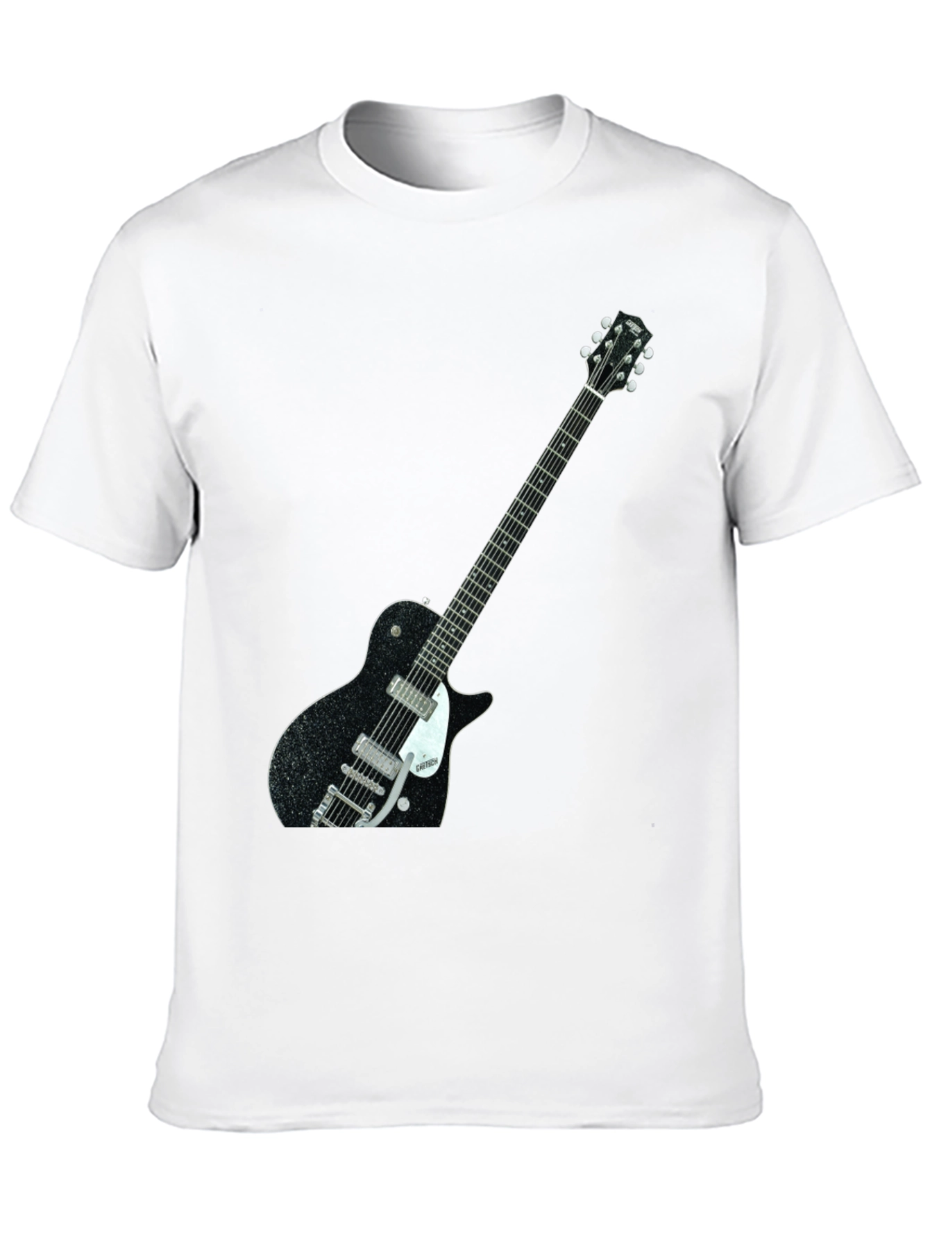 Black T-Shirt with Guitar Graphic