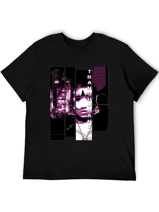 Transhumanist Graphic Print Black T-Shirt
