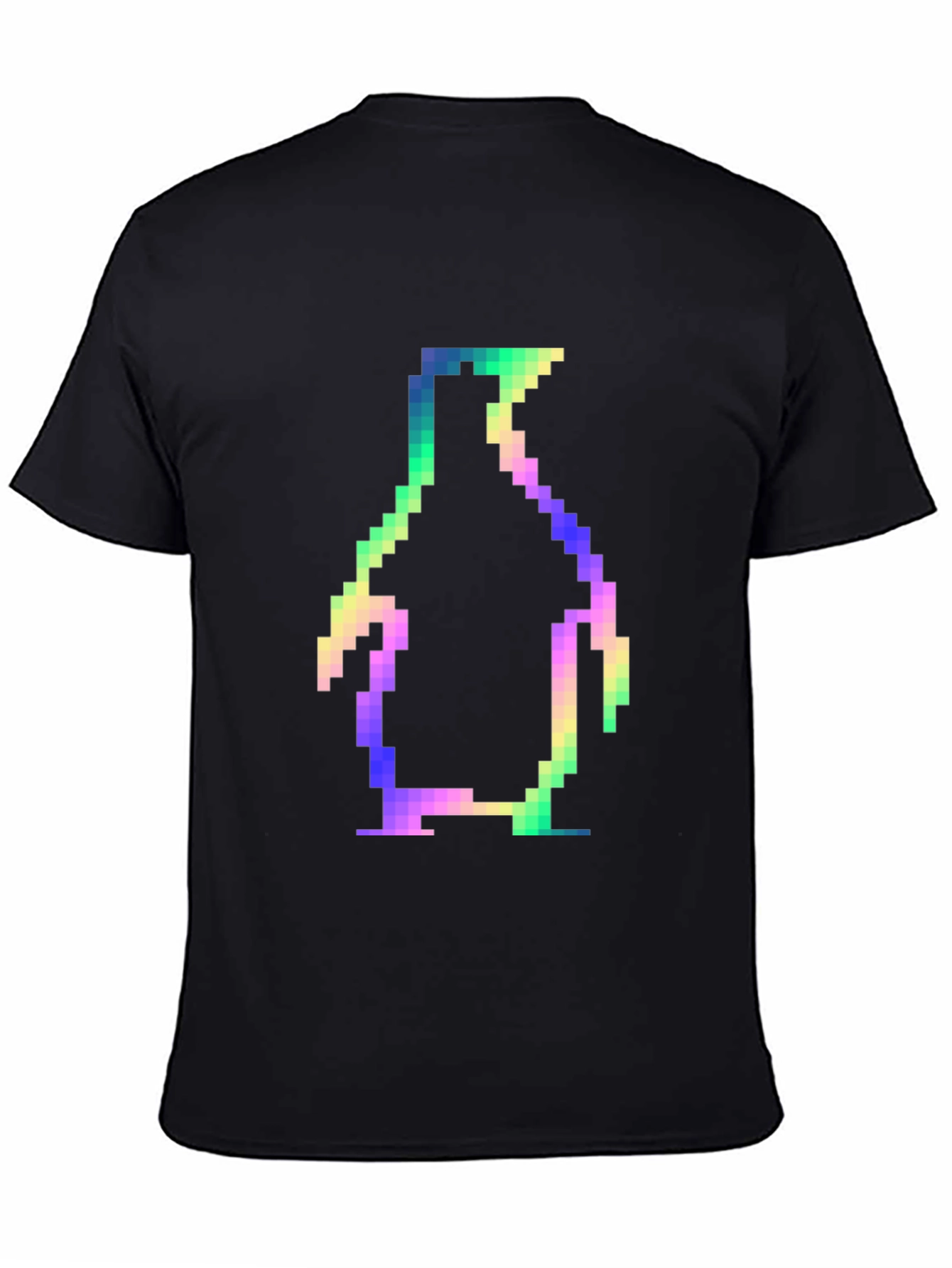 Retro Pixel Penguin Black T-Shirt