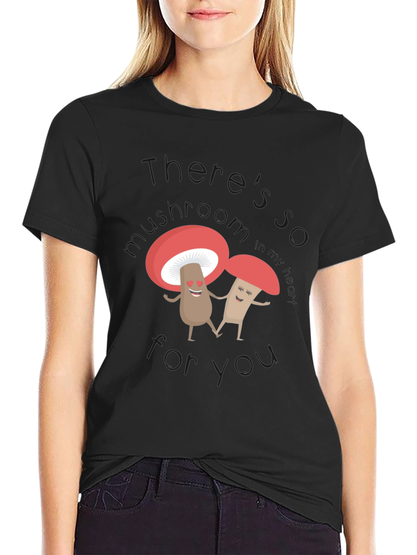 Cute Mushroom Lovers Black T-Shirt