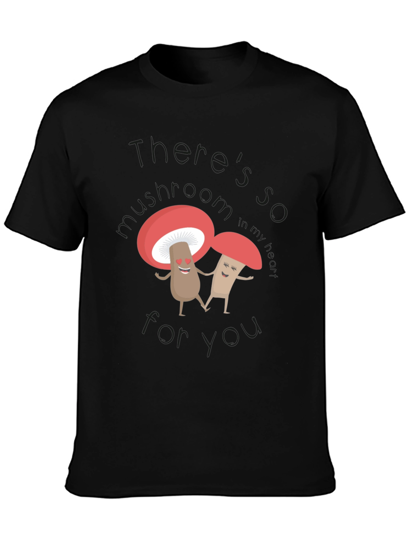 Cute Mushroom Lovers Black T-Shirt