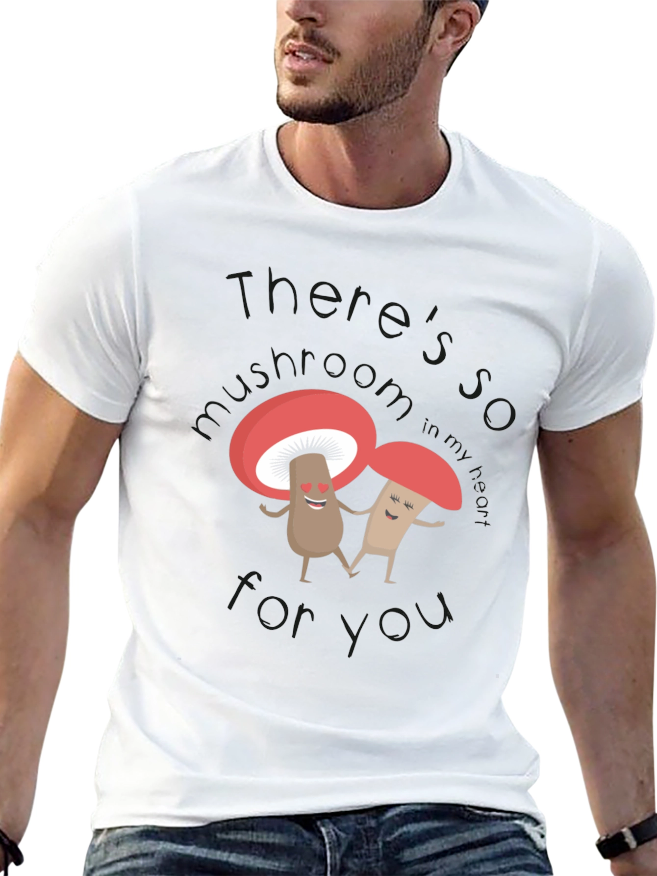 Cute Mushroom Lovers Black T-Shirt