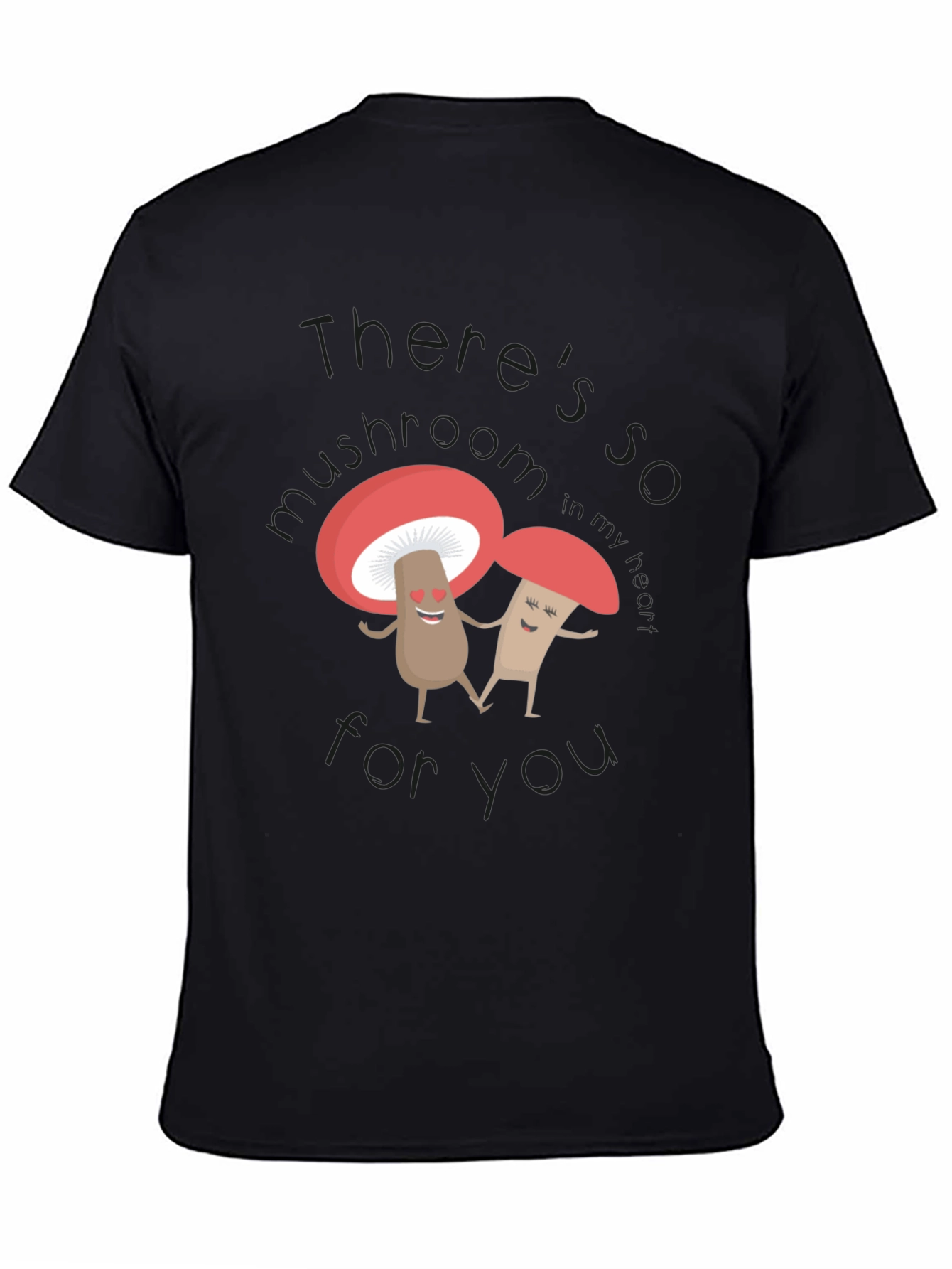 Cute Mushroom Lovers Black T-Shirt