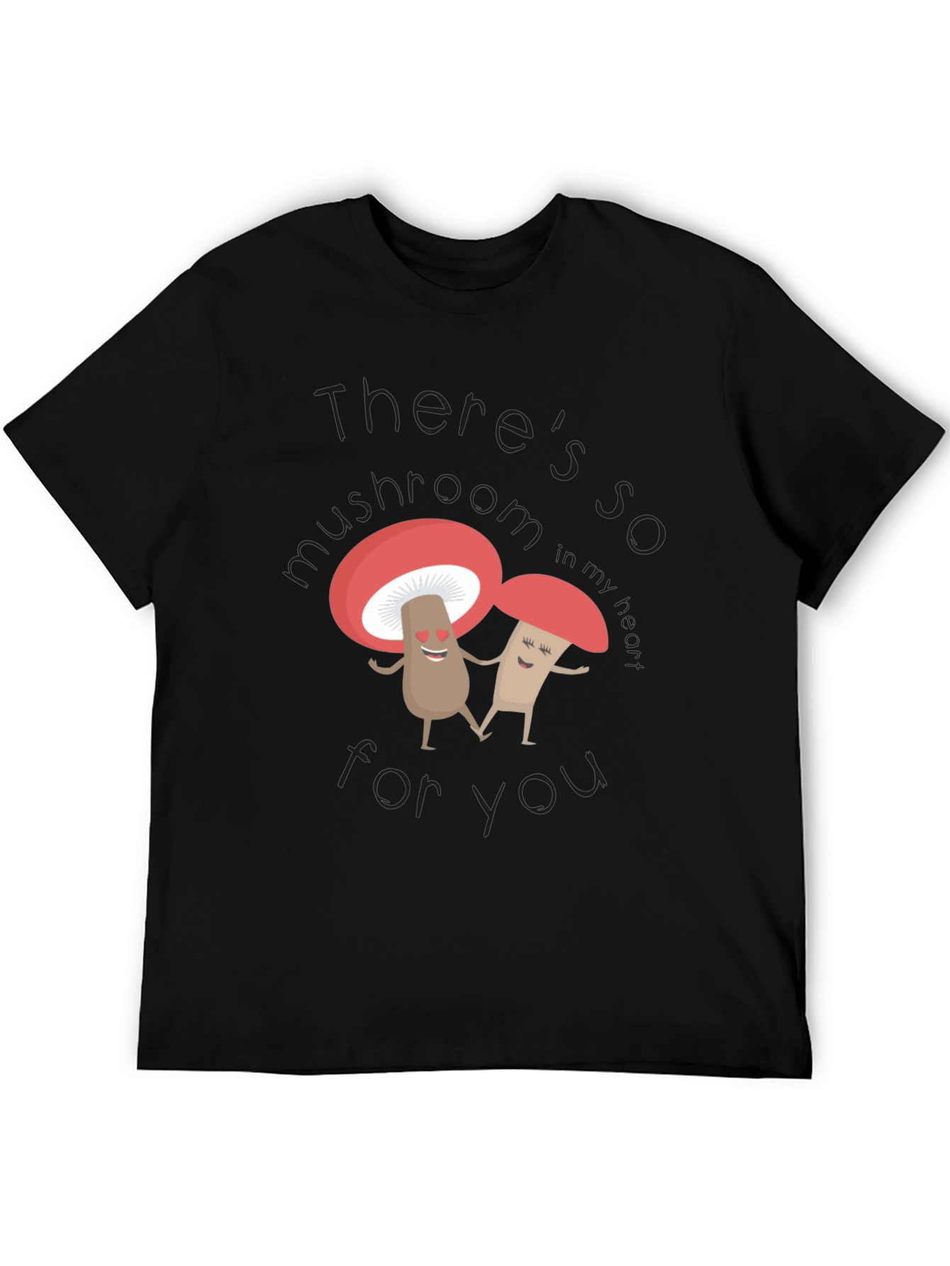 Cute Mushroom Lovers Black T-Shirt