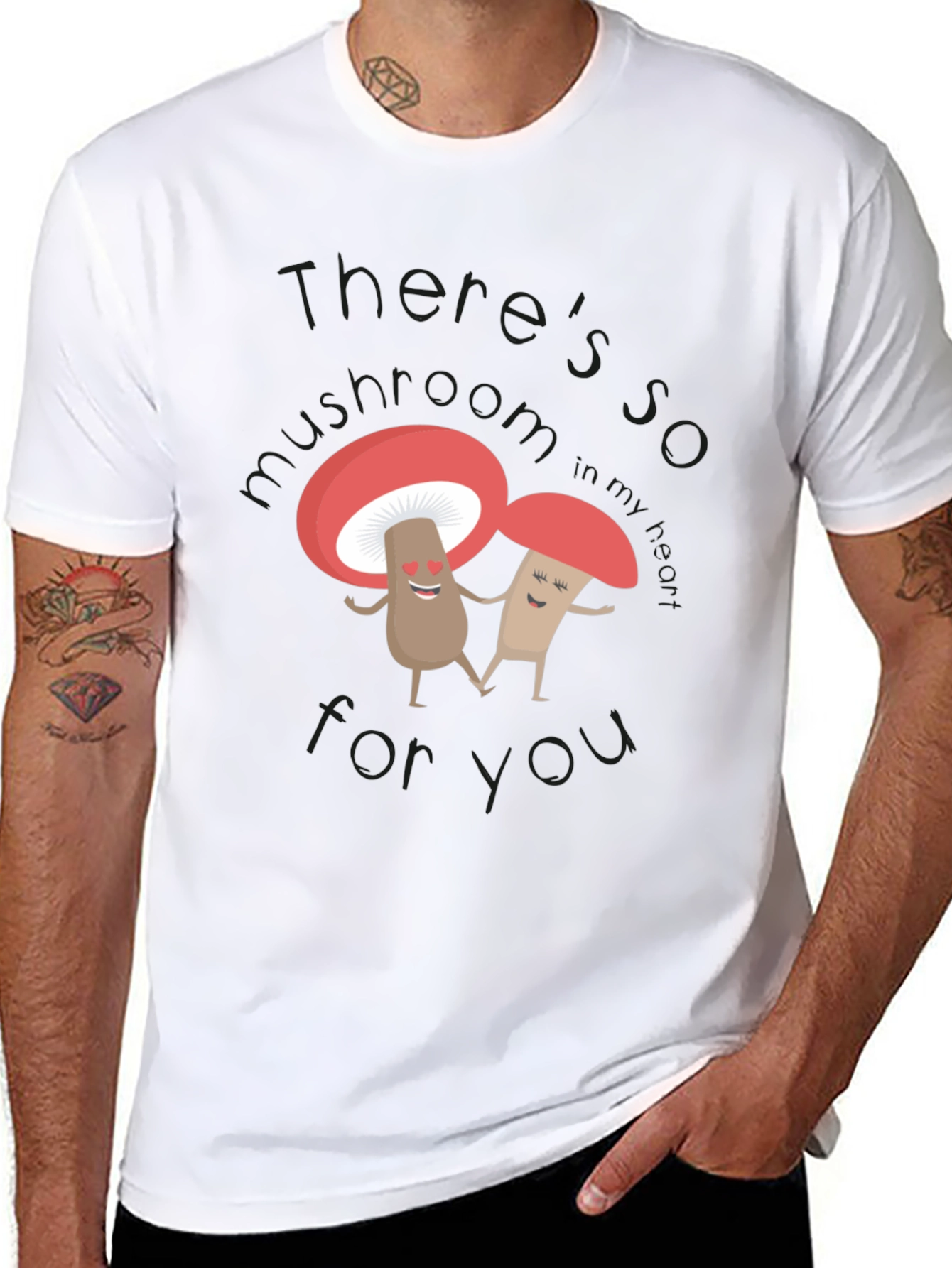 Cute Mushroom Lovers Black T-Shirt