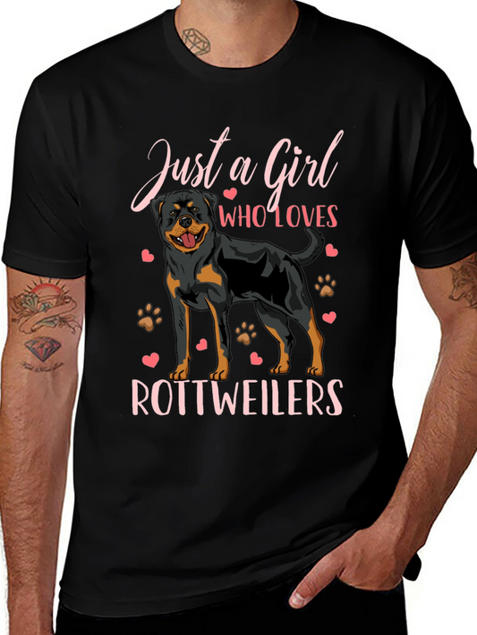 Just a Girl Who Loves Rottweilers Black T-Shirt
