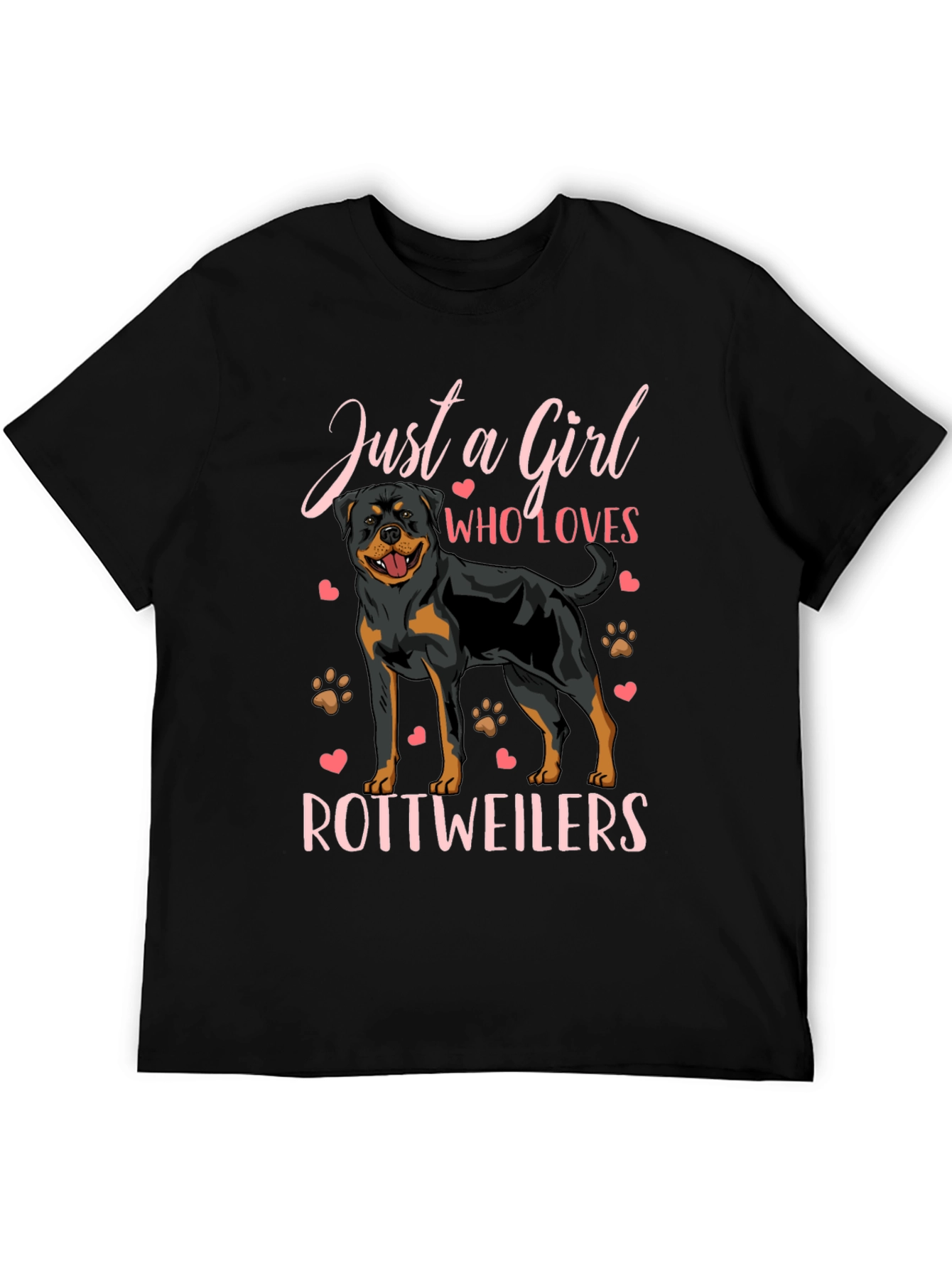 Just a Girl Who Loves Rottweilers Black T-Shirt