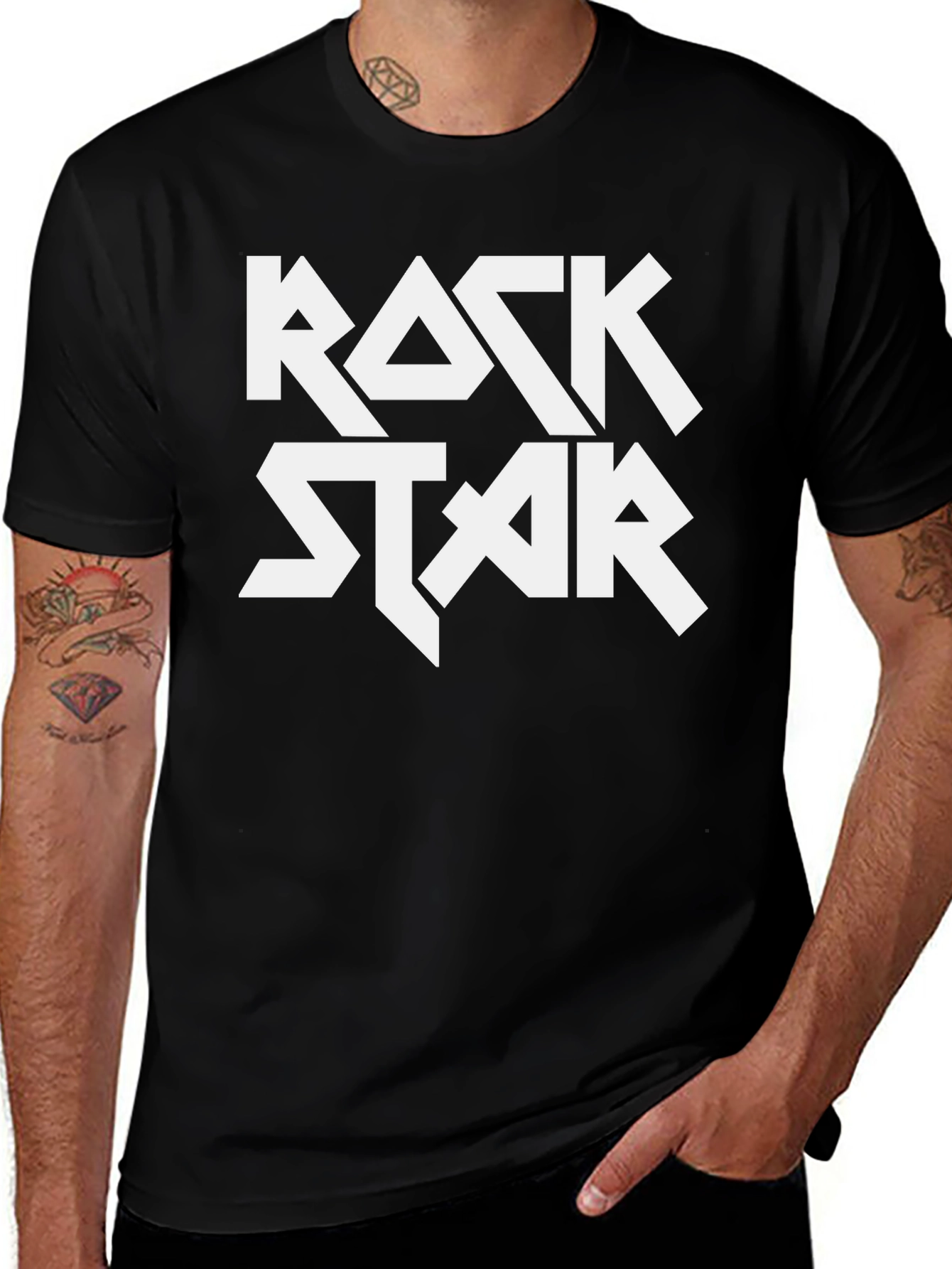 Rock Star Graphic Print T-Shirt - Black