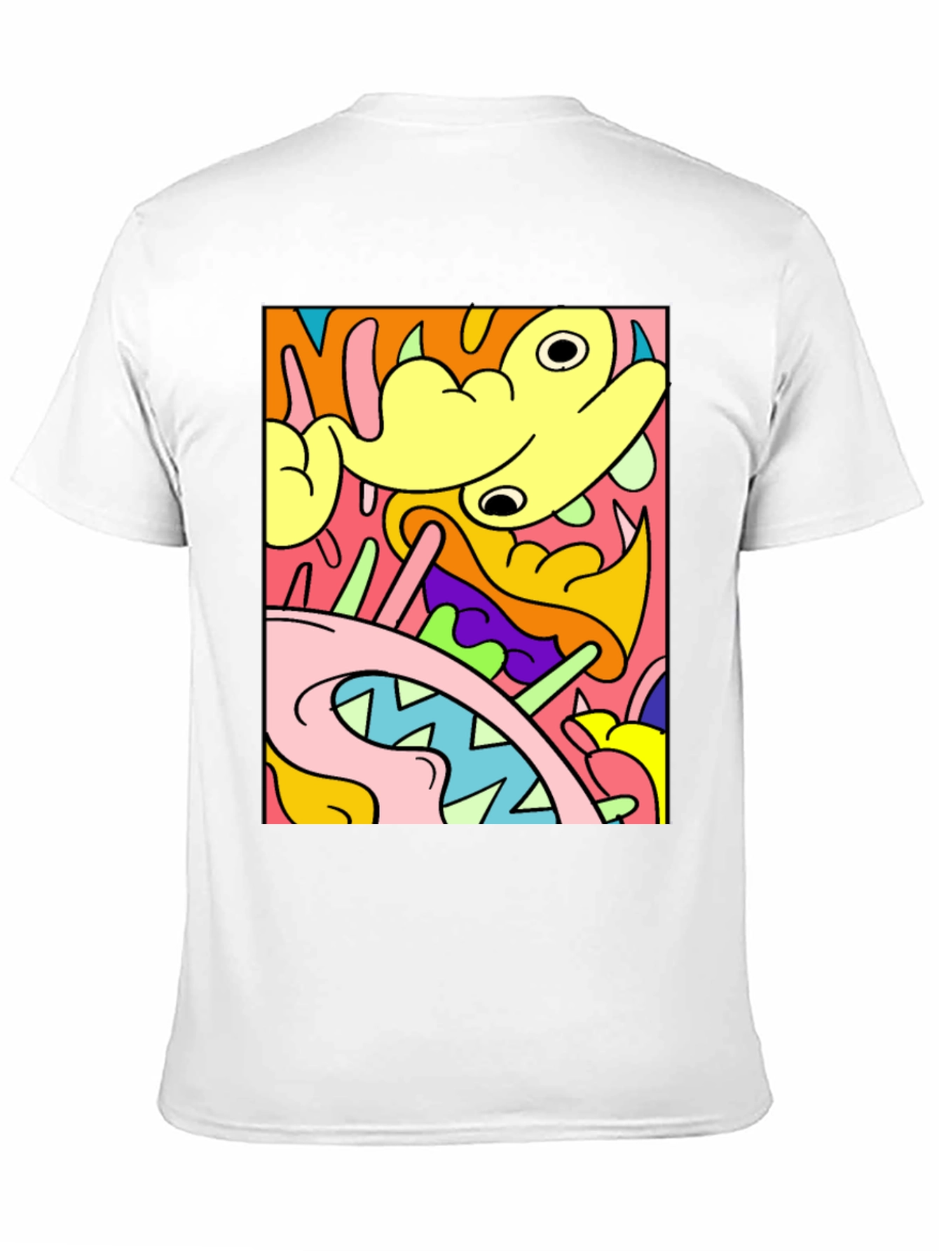 Abstract Cartoon Graphic T-Shirt - Bold Black Tee