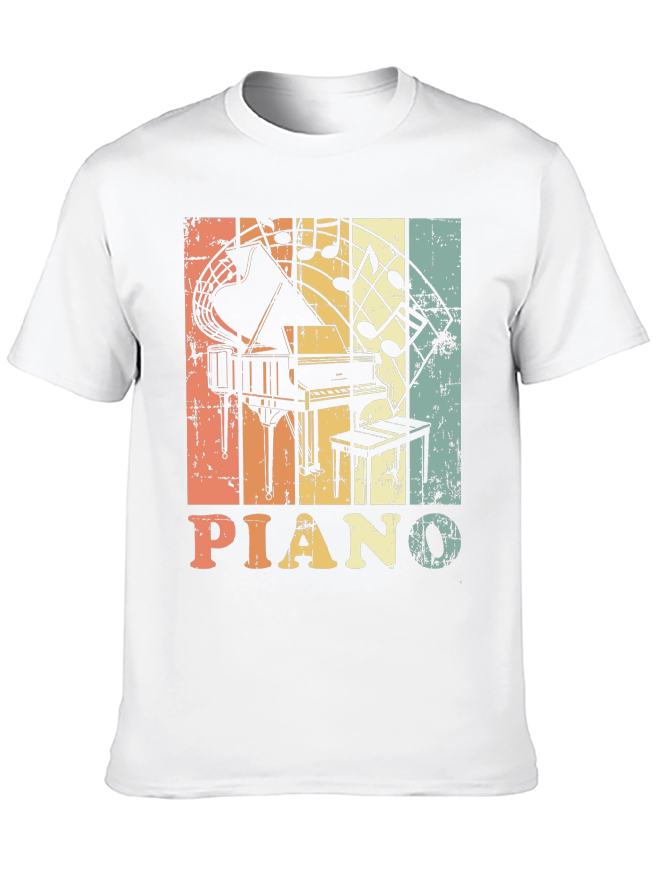 Retro Piano Music Notes Graphic T-Shirt