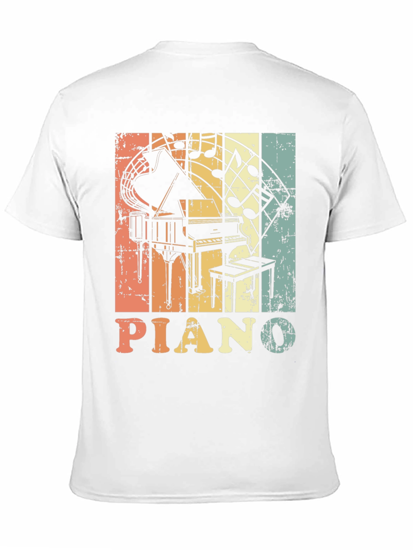 Retro Piano Music Notes Graphic T-Shirt