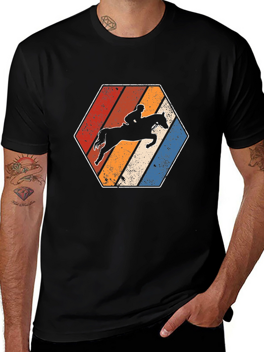 Retro Horse Riding Hexagon T-Shirt