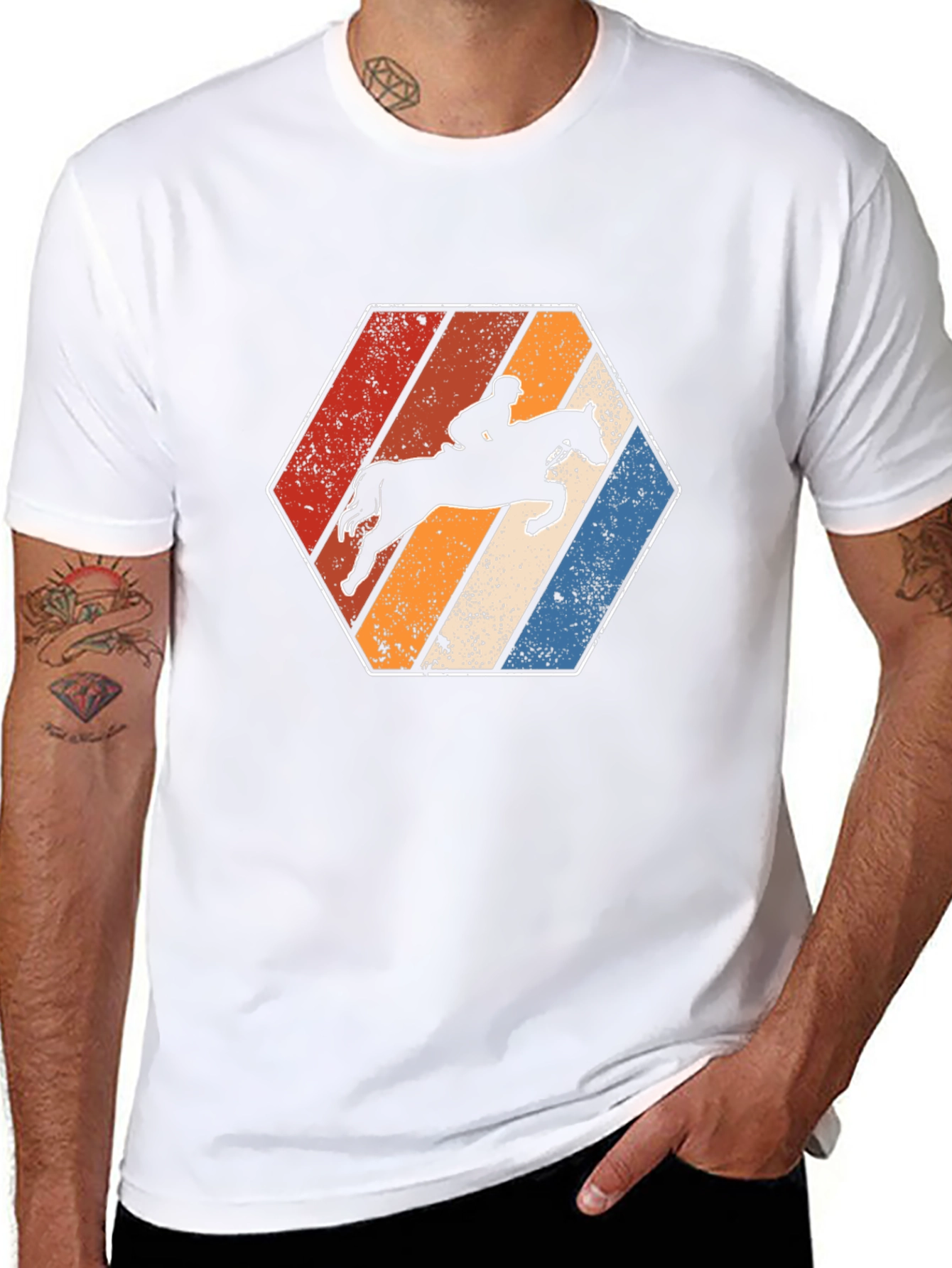 Retro Horse Riding Hexagon T-Shirt