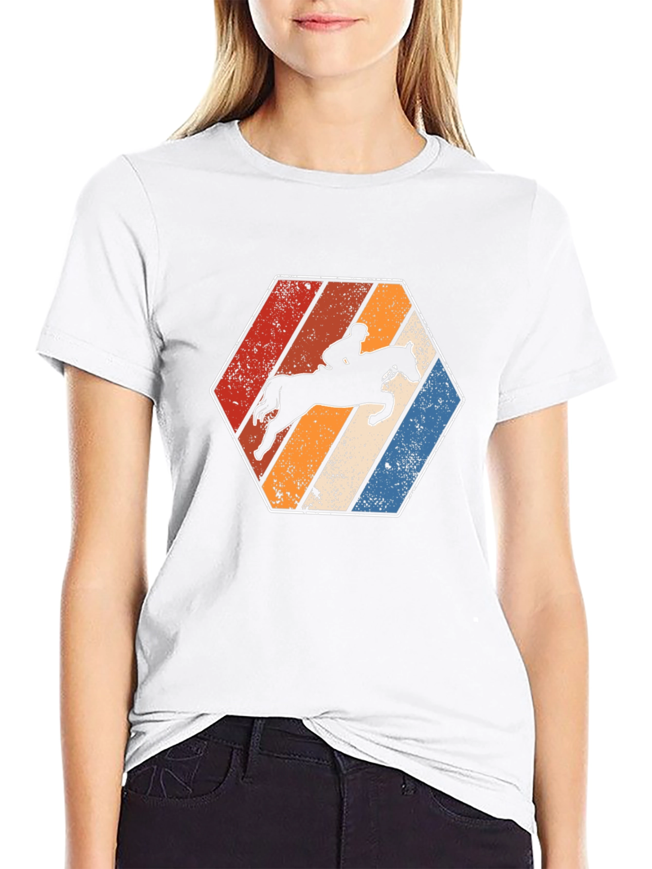 Retro Horse Riding Hexagon T-Shirt