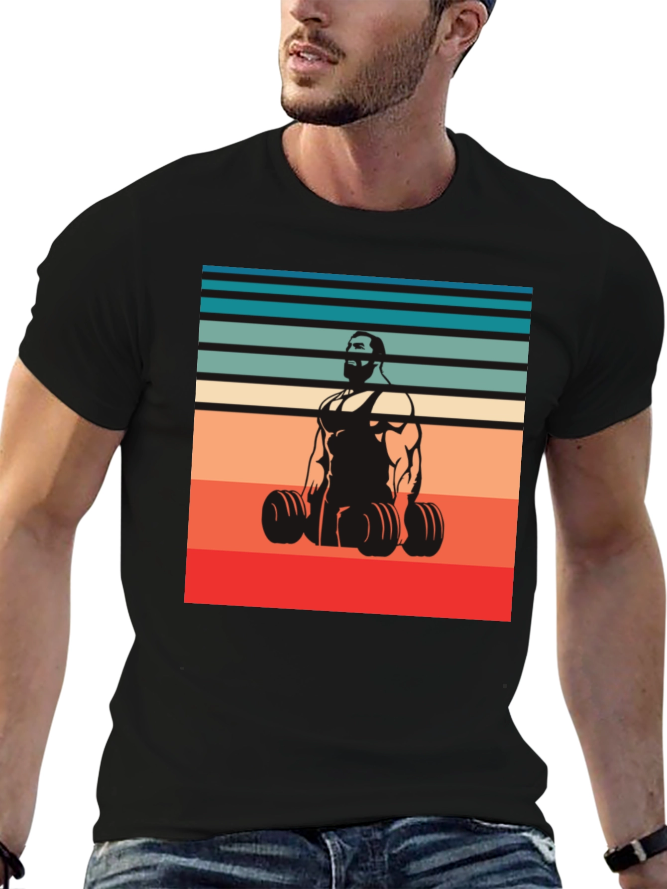 Retro Gym T-Shirt: Weightlifter Design