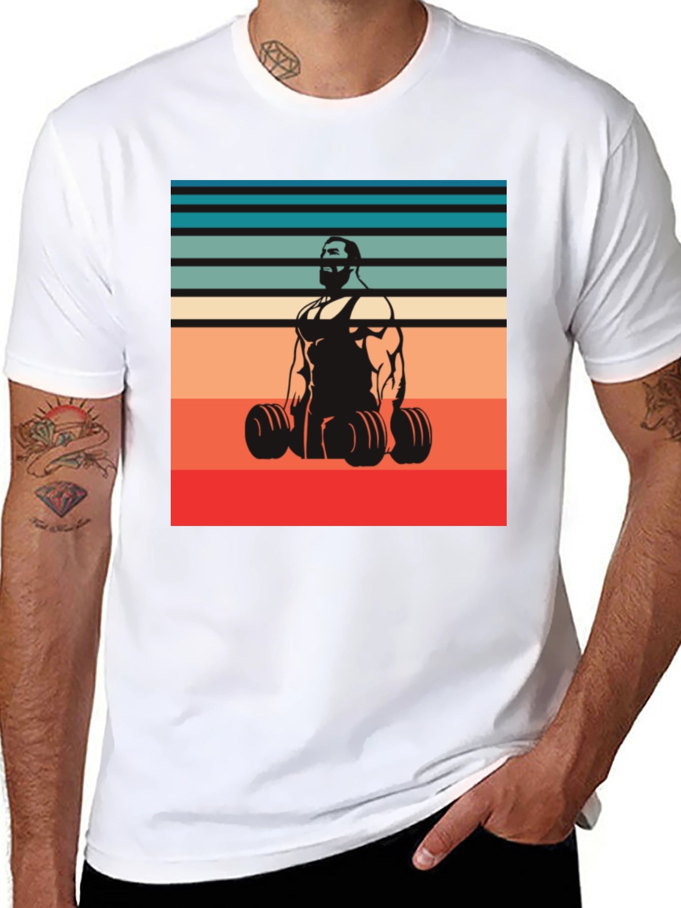 Retro Gym T-Shirt: Weightlifter Design