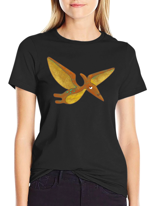 Cartoon Pterodactyl Black T-Shirt