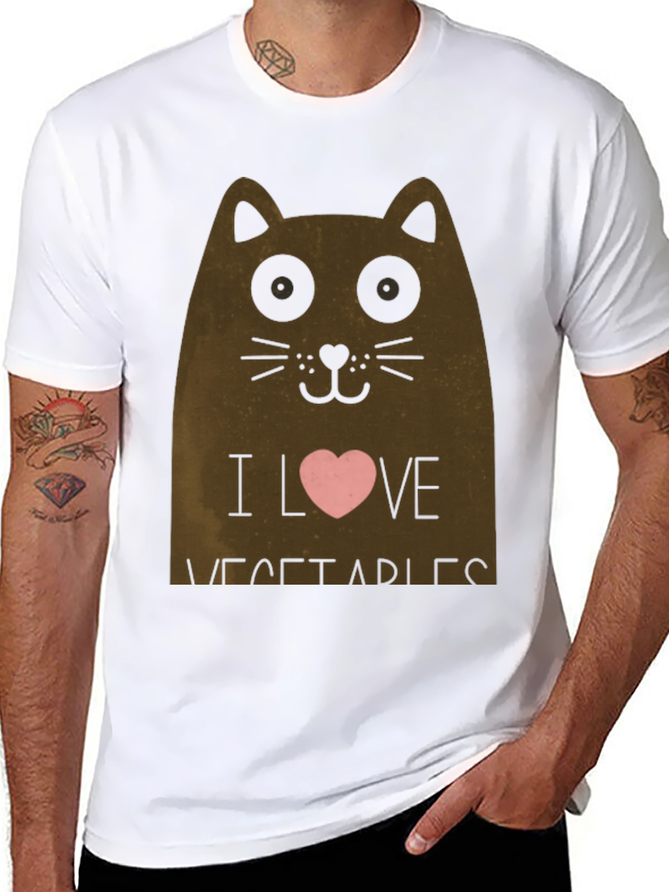 I Love Vegetables Cat T-Shirt
