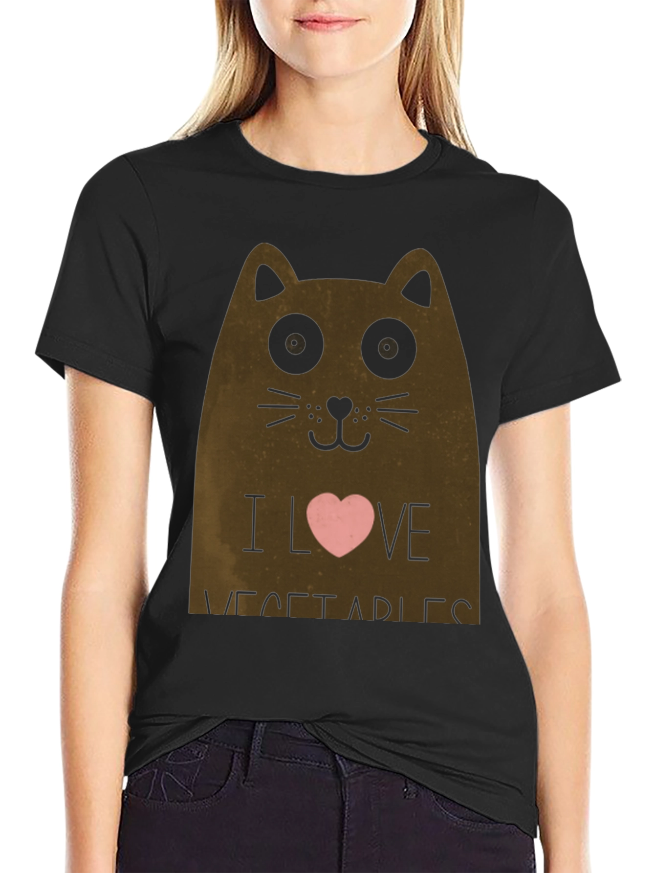 I Love Vegetables Cat T-Shirt