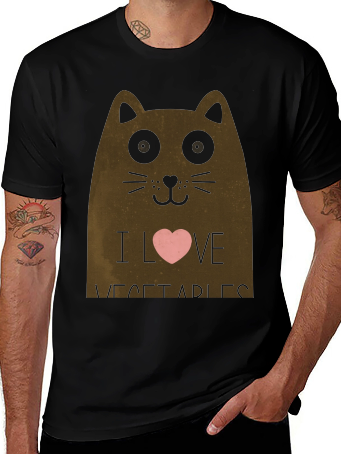 I Love Vegetables Cat T-Shirt