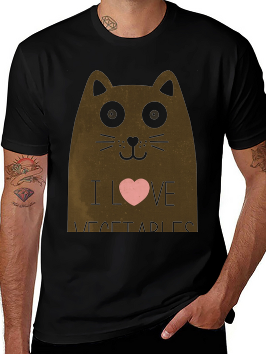 I Love Vegetables Cat T-Shirt