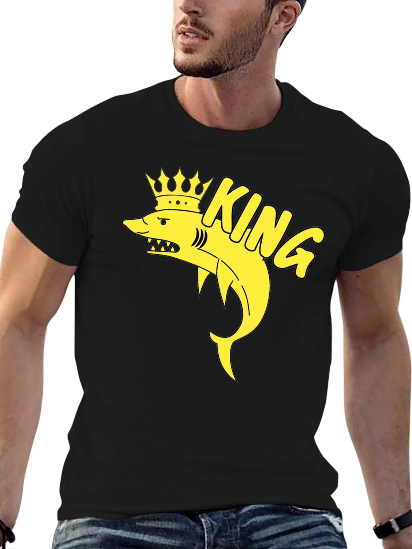 King Shark T-Shirt - Black Cotton Graphic Tee
