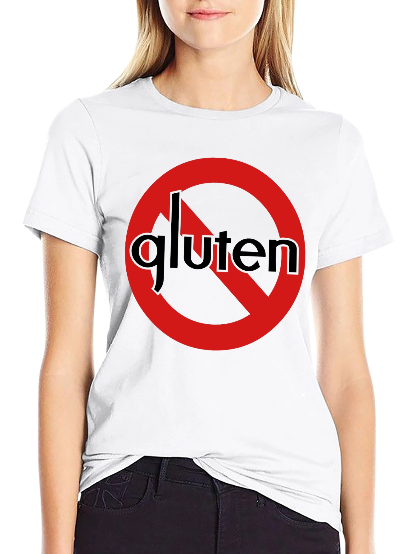 No Gluten T-Shirt - Red Circle Black Tee