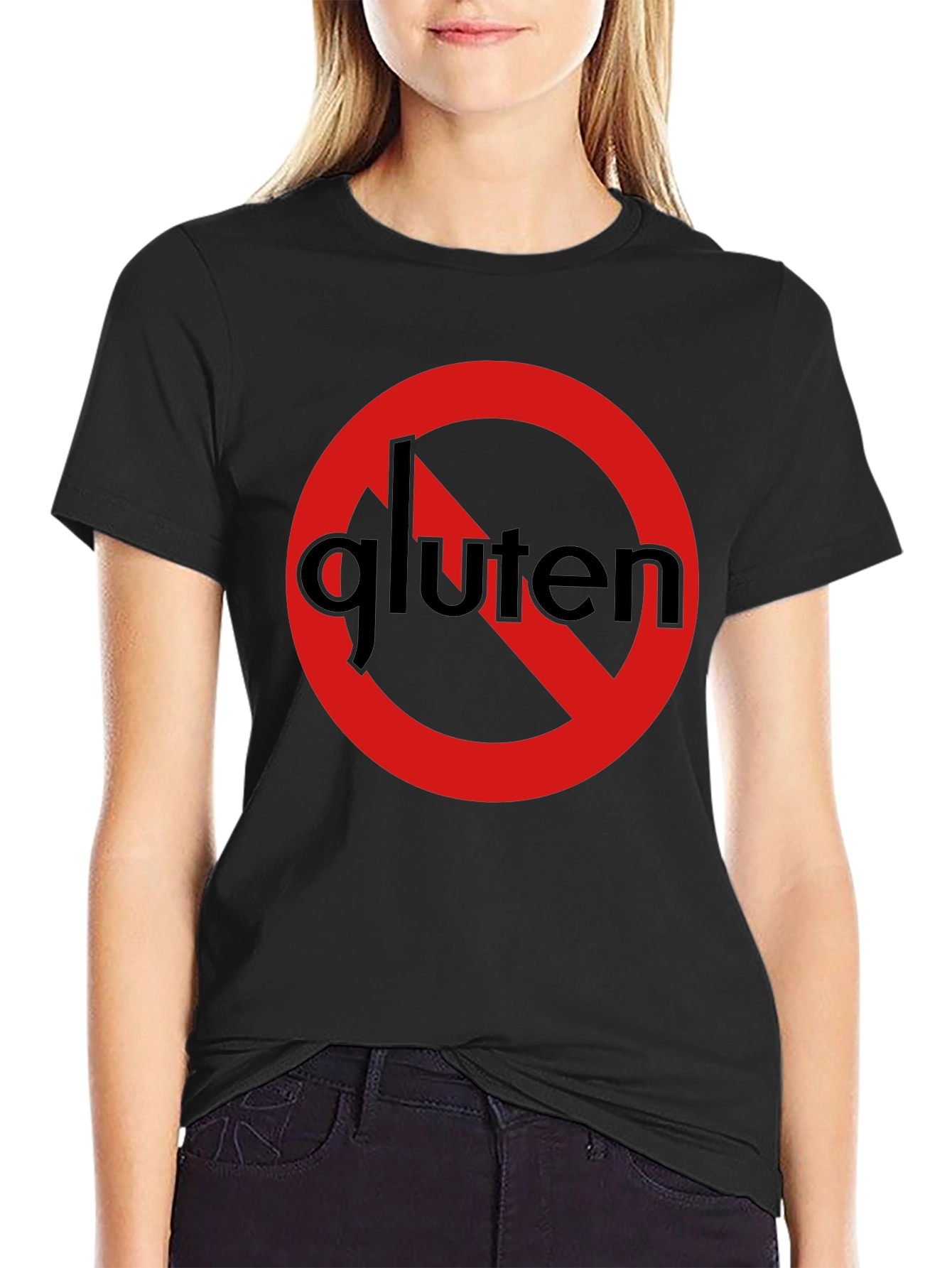 No Gluten T-Shirt - Red Circle Black Tee