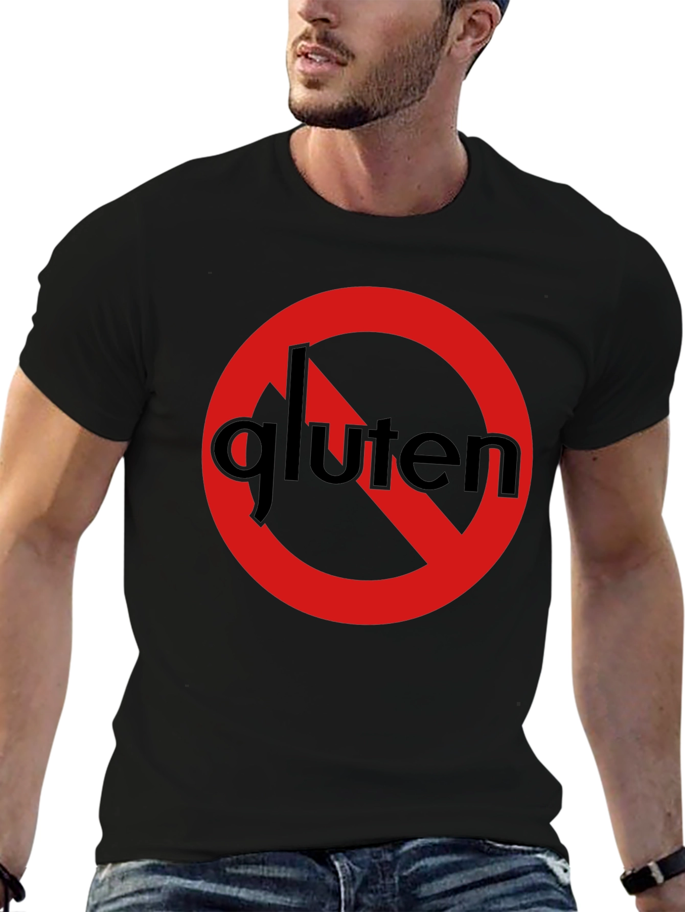 No Gluten T-Shirt - Red Circle Black Tee