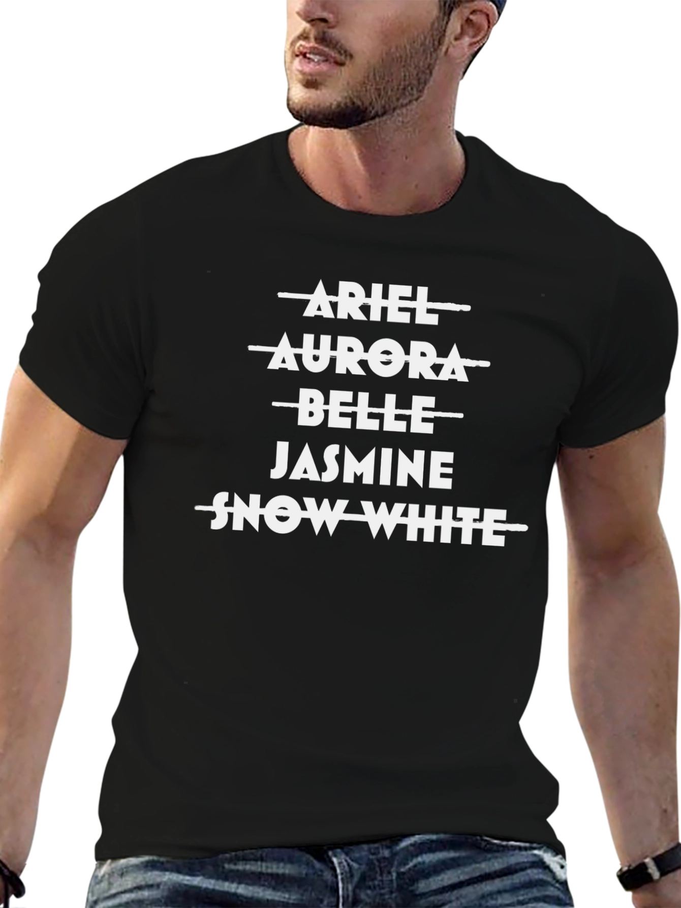 Disney Princesses T-Shirt Black Cotton Crew Neck Tee