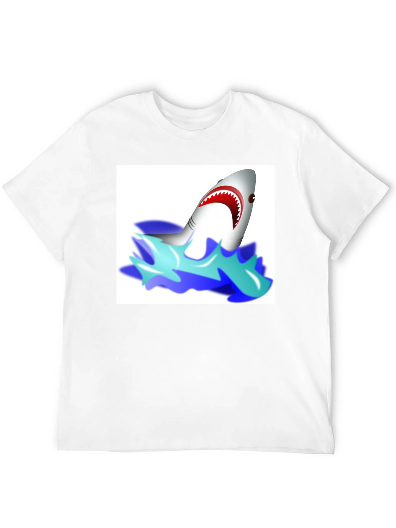 Cartoon Shark Graphic Tee - Black Cotton T-Shirt