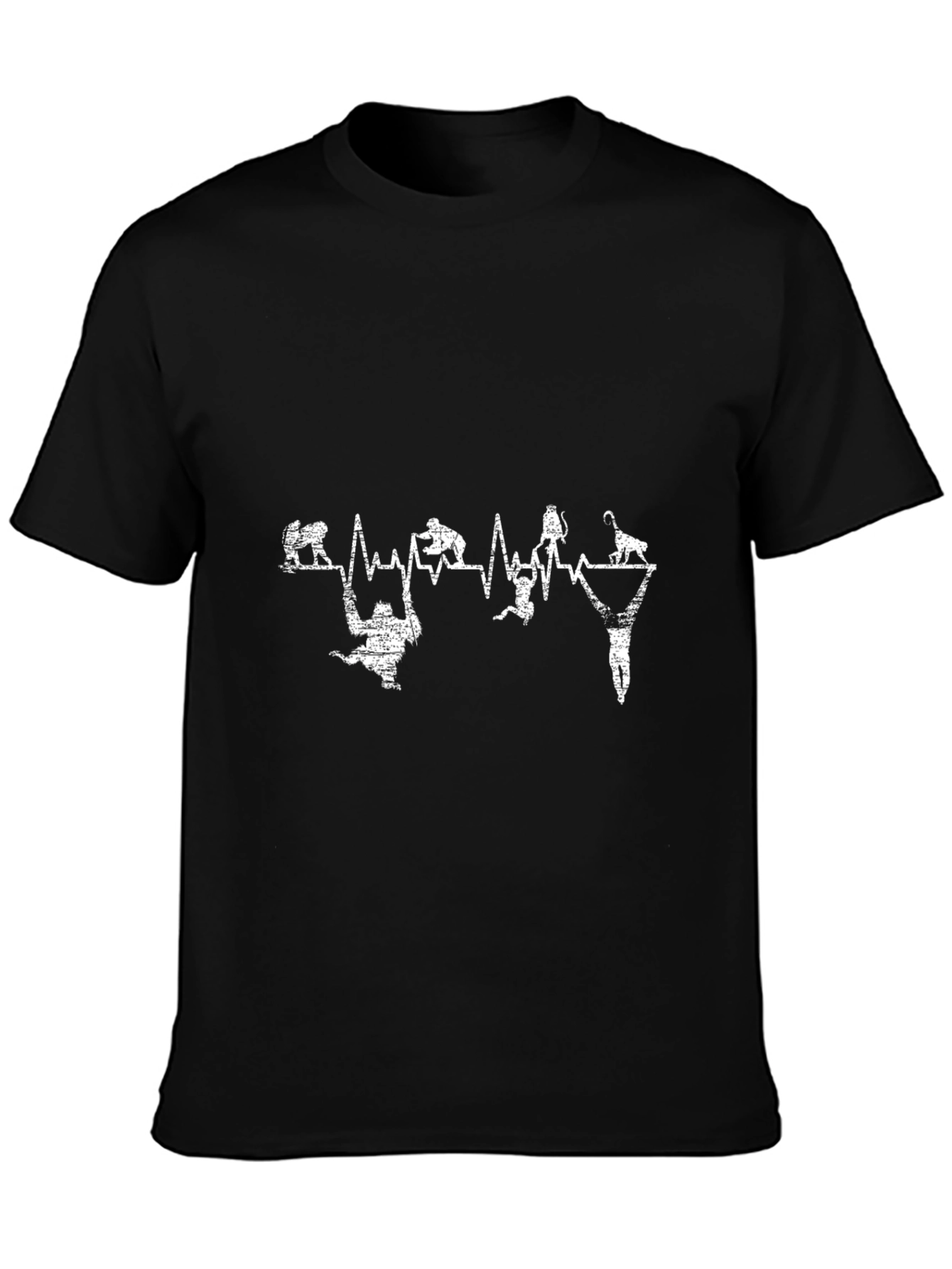 Funny Climbing Heartbeat Black T-Shirt