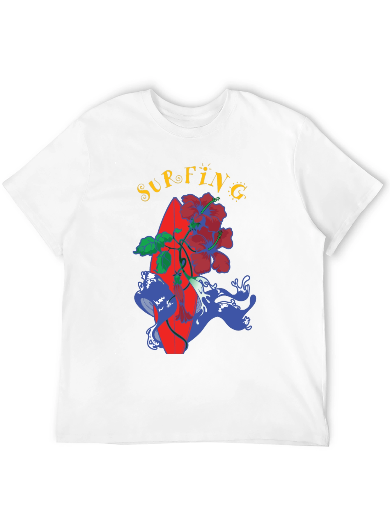Surfing Vibes Tee - Tropical Surfboard Design