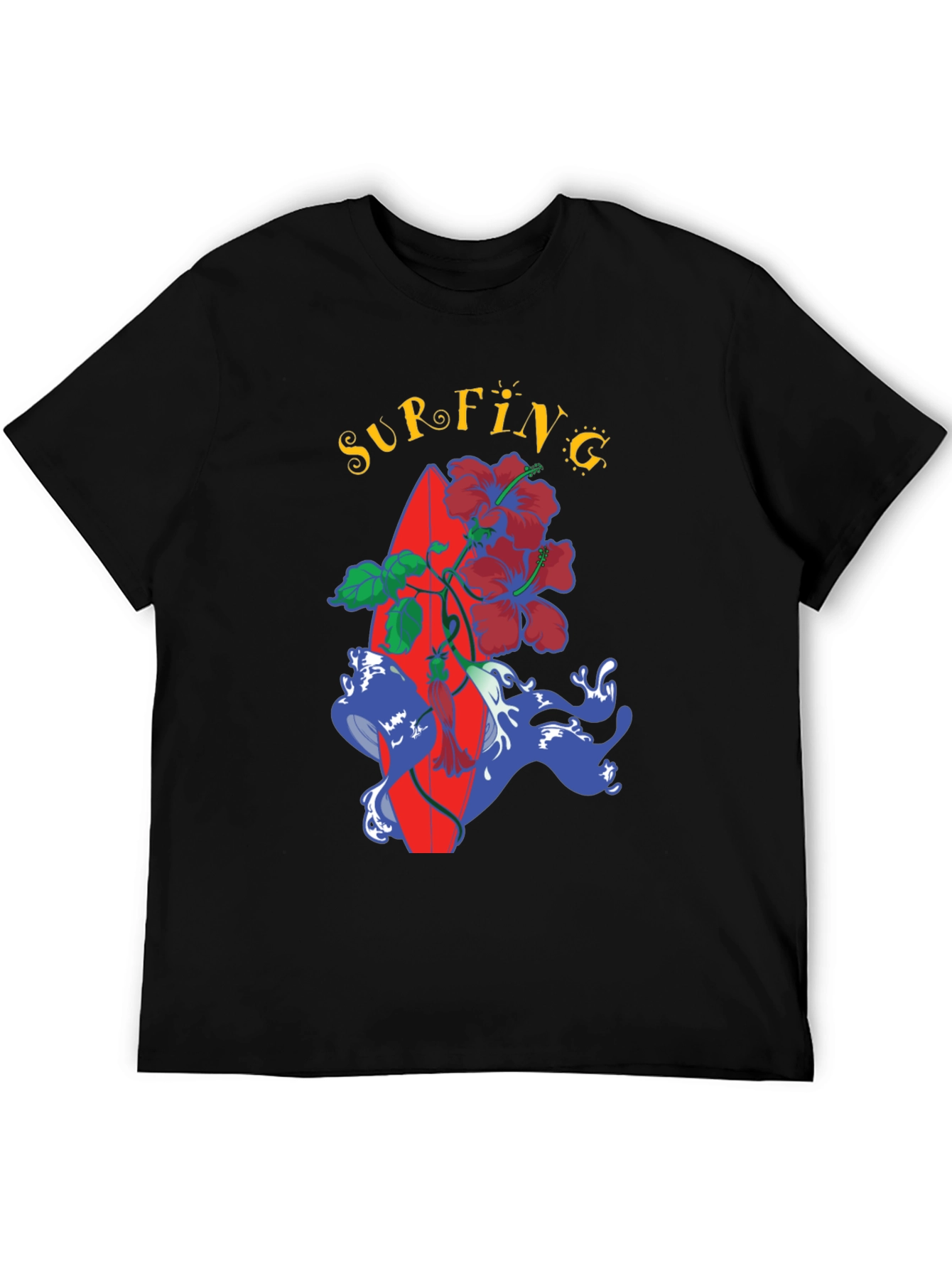 Surfing Vibes Tee - Tropical Surfboard Design