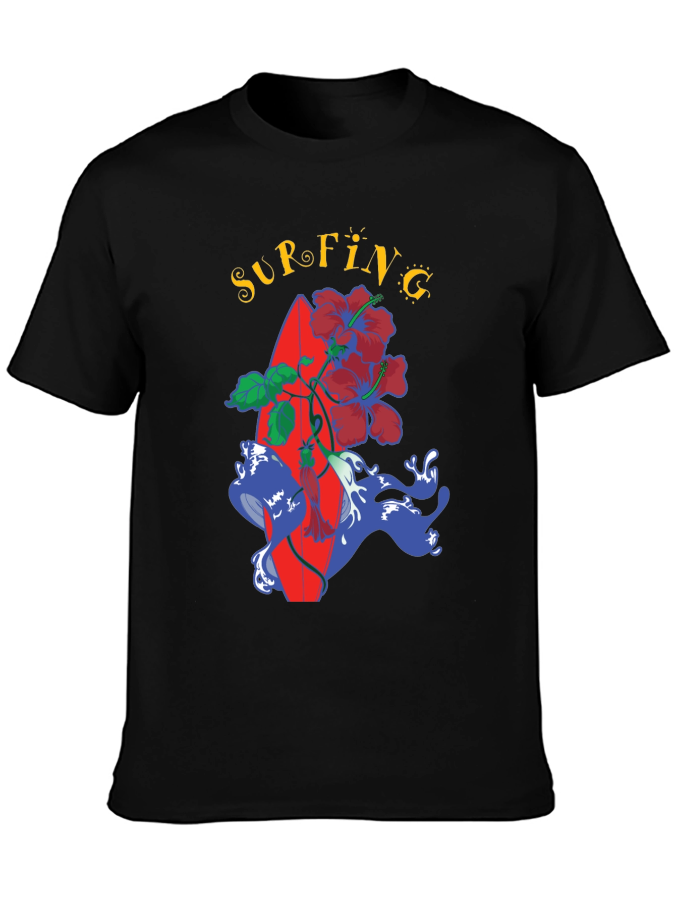 Surfing Vibes Tee - Tropical Surfboard Design