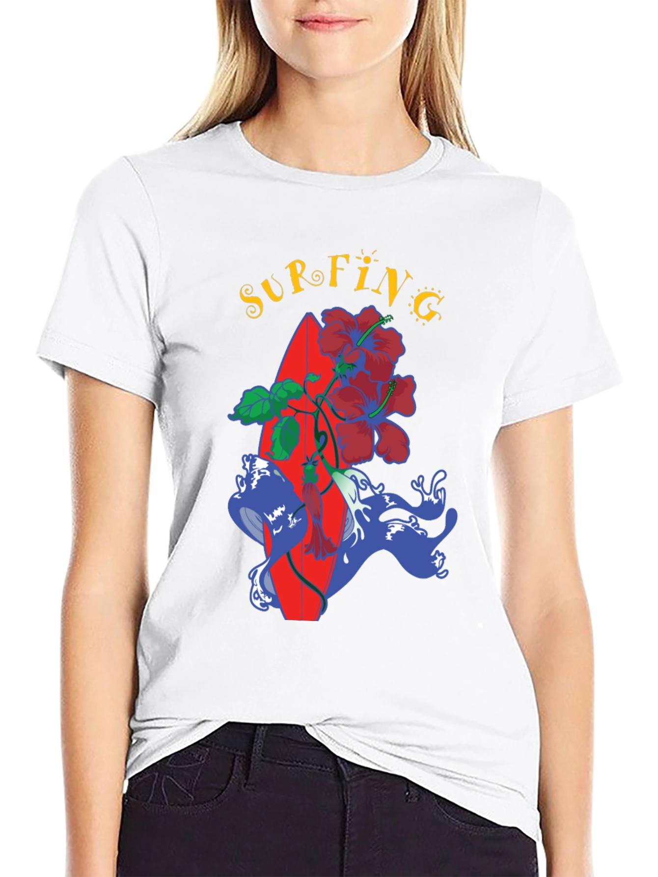 Surfing Vibes Tee - Tropical Surfboard Design