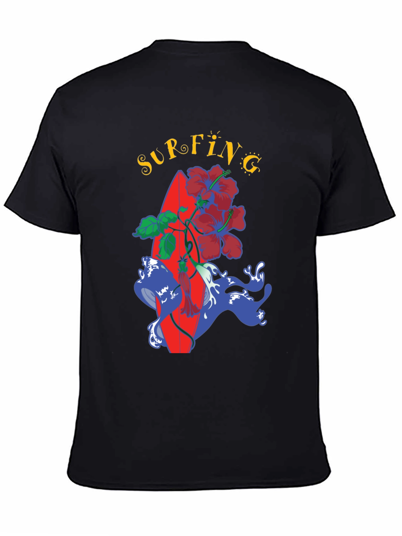 Surfing Vibes Tee - Tropical Surfboard Design