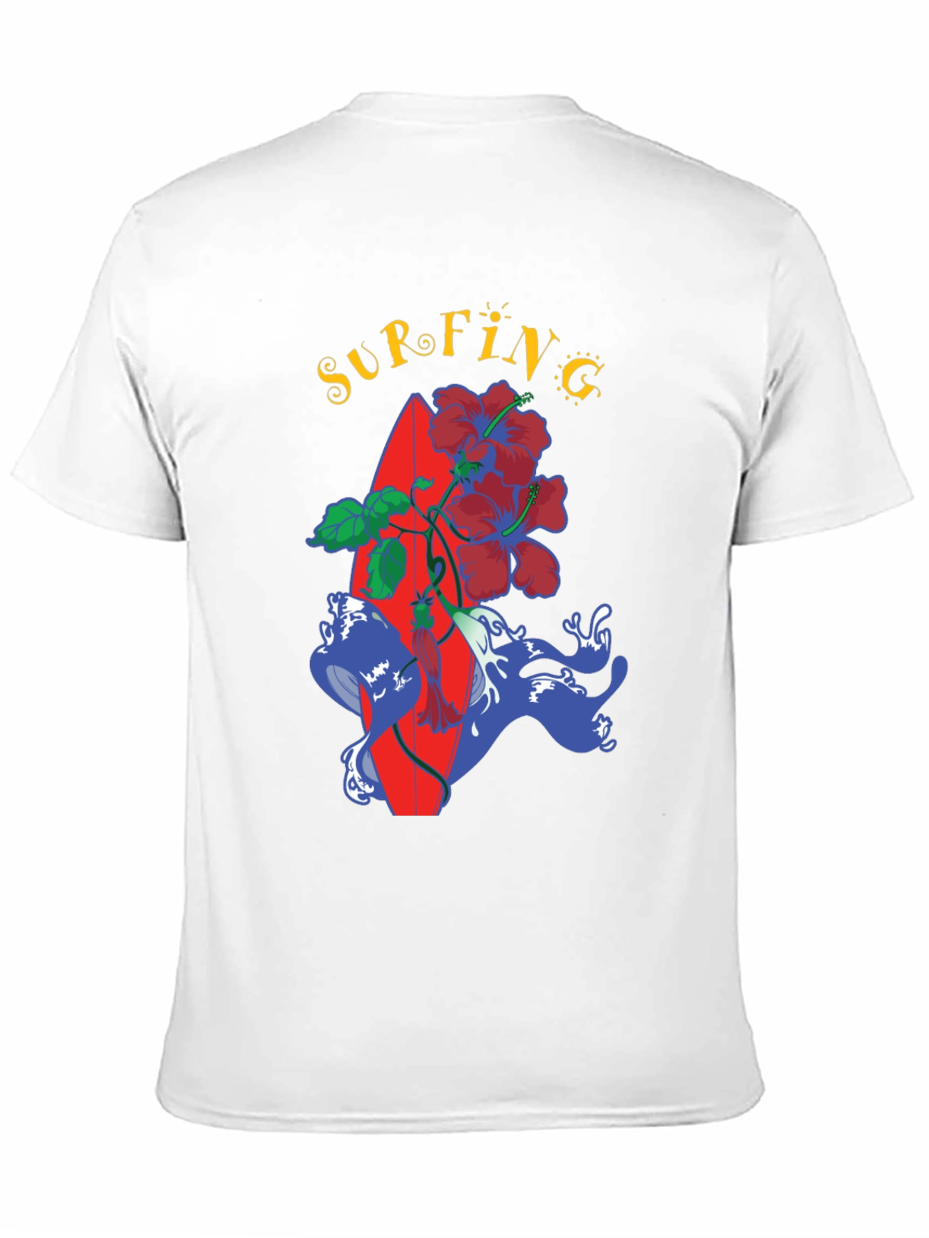 Surfing Vibes Tee - Tropical Surfboard Design