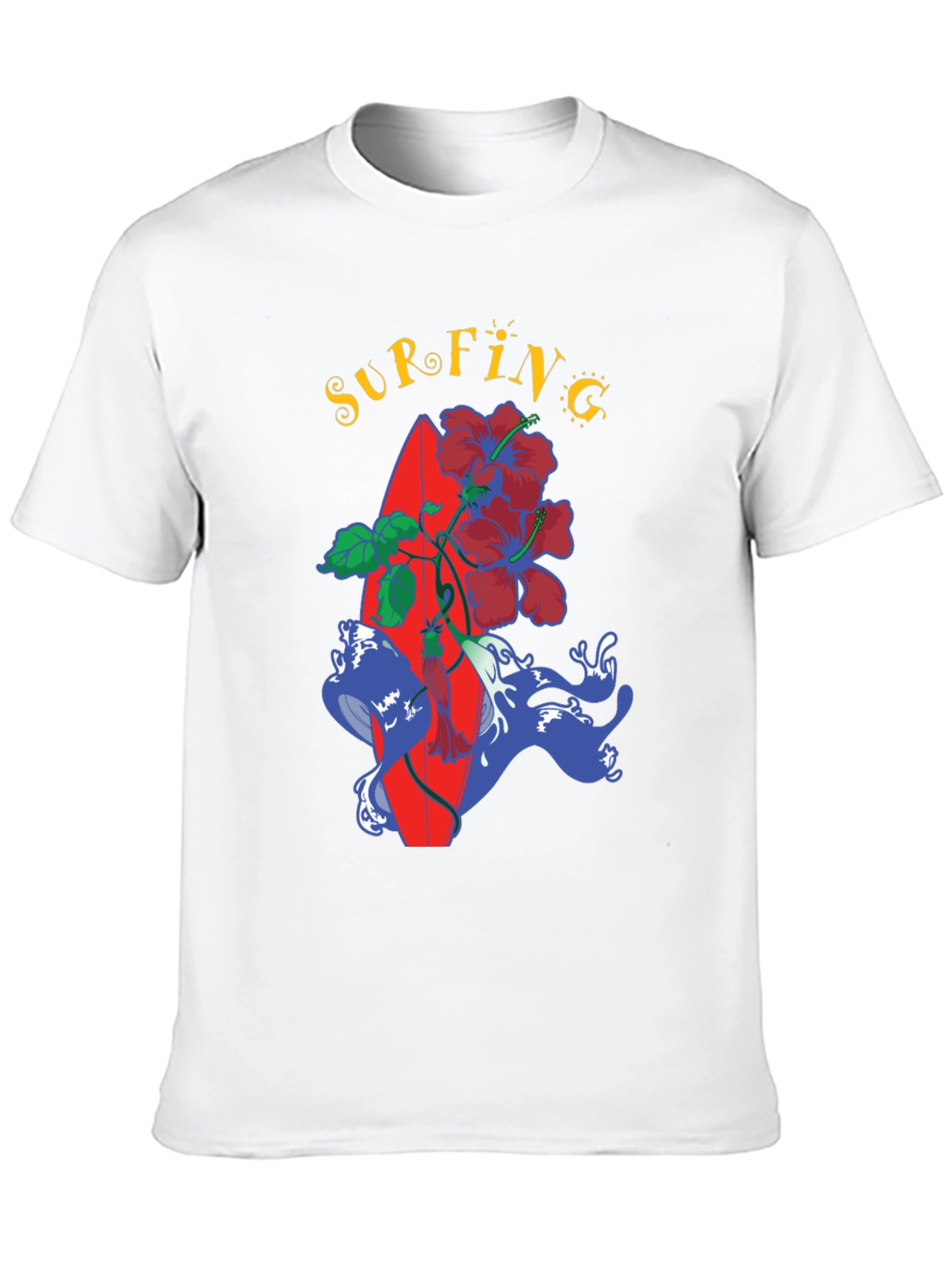 Surfing Vibes Tee - Tropical Surfboard Design