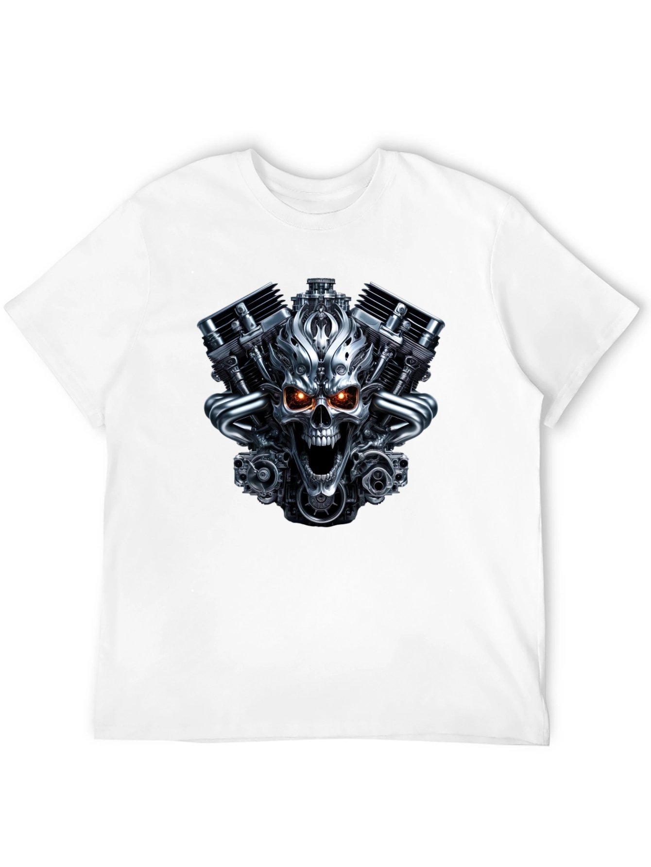 Skull Engine Graphic T-Shirt - Bold Biker Style