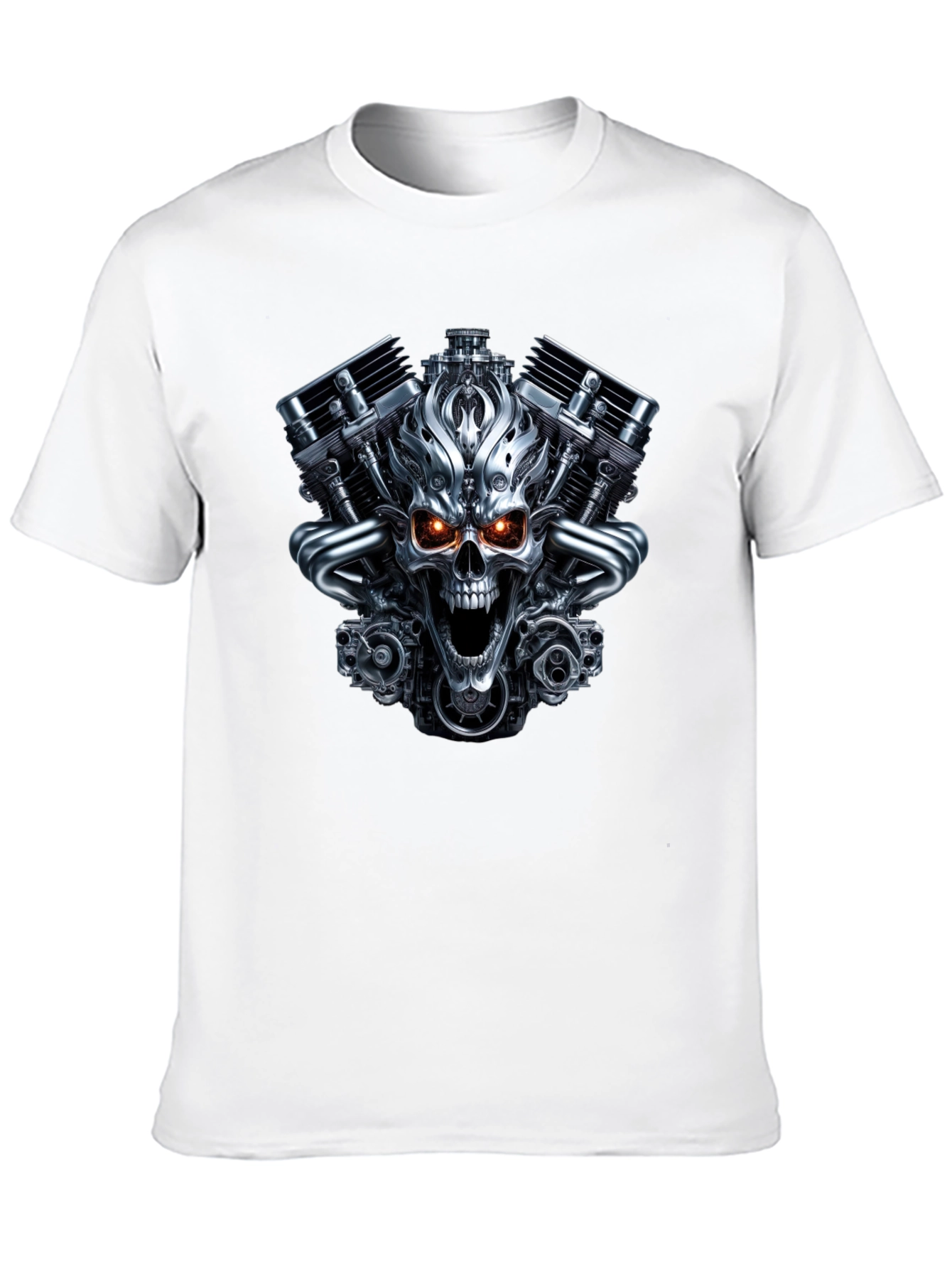 Skull Engine Graphic T-Shirt - Bold Biker Style