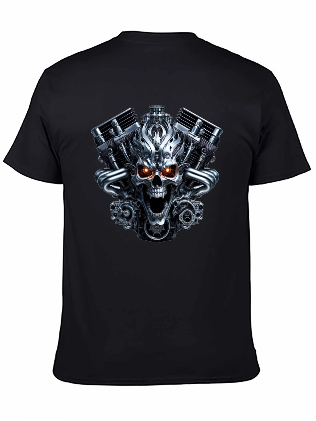 Skull Engine Graphic T-Shirt - Bold Biker Style