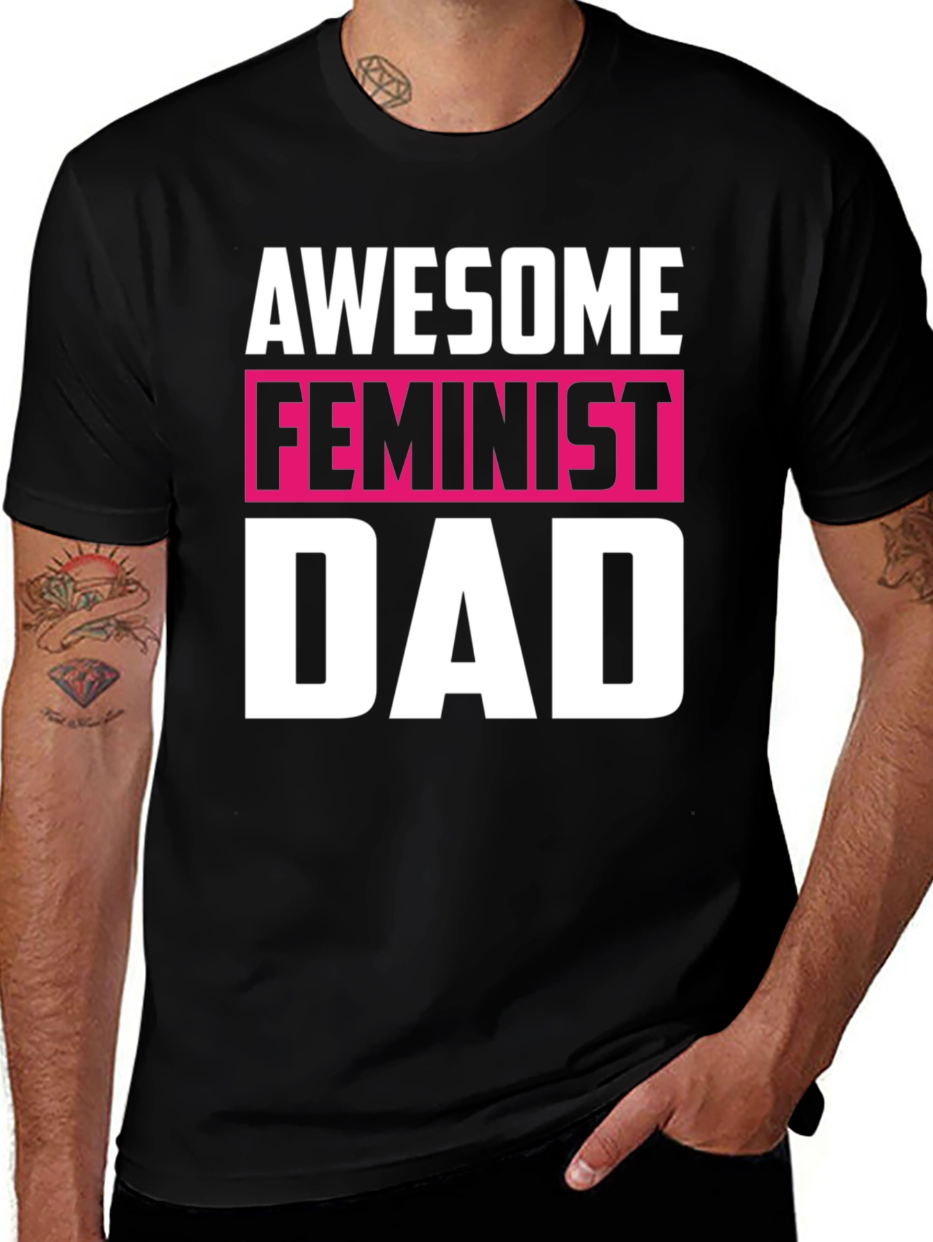 Awesome Feminist Dad Graphic T-Shirt