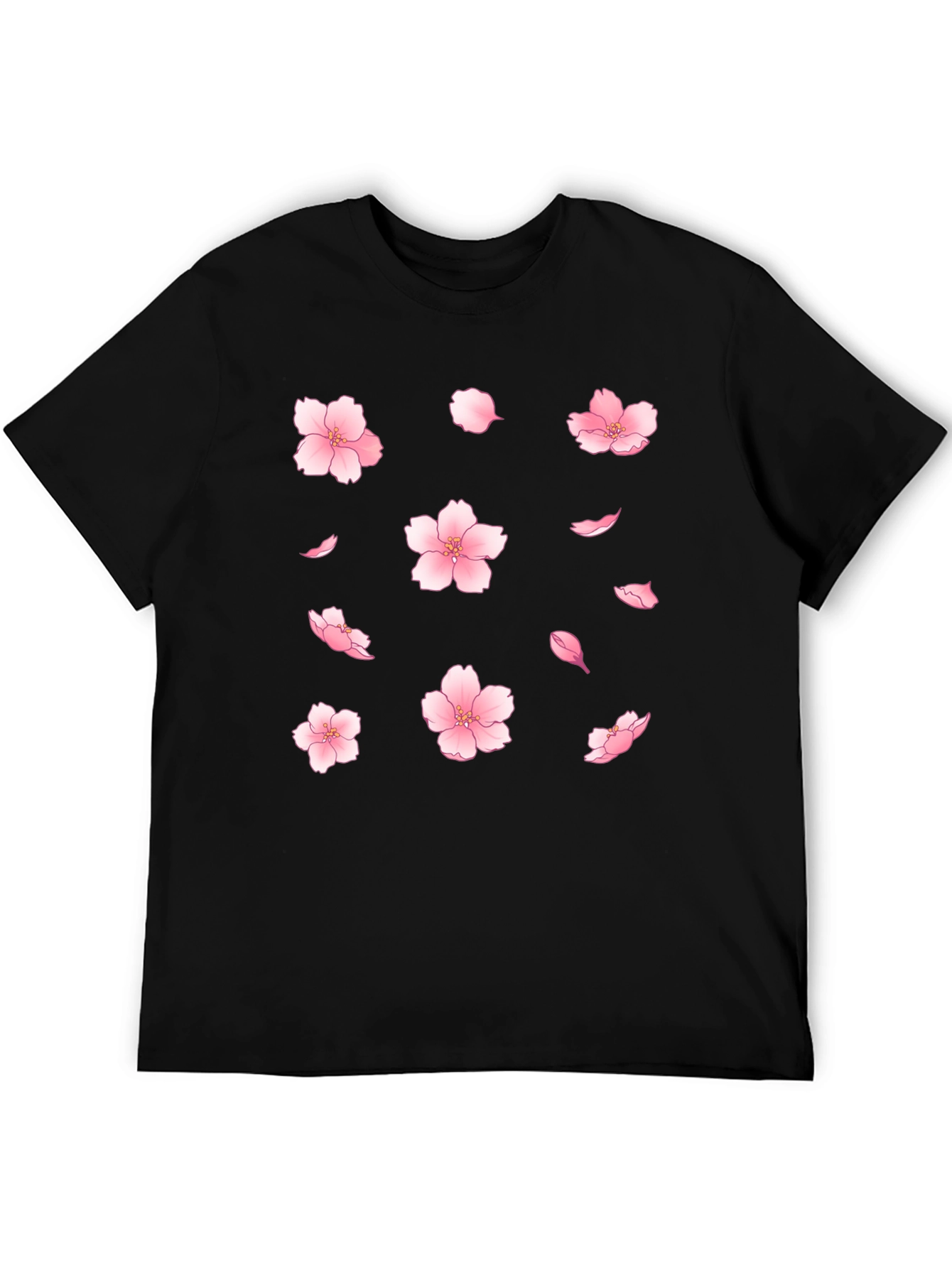 Sakura Blossom Print Black T-Shirt