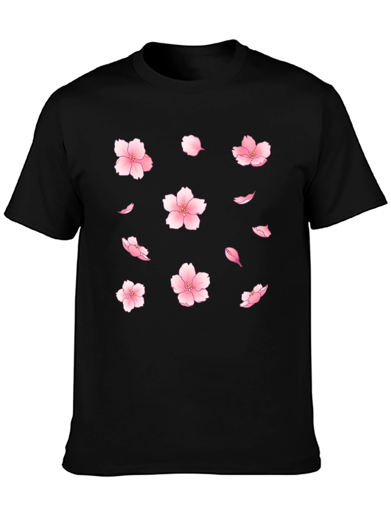 Sakura Blossom Print Black T-Shirt